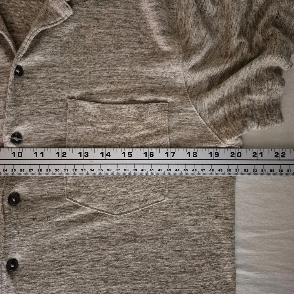 Banana Republic Mens Linen Resort Camp Shirt Beige Short Sleeve Button Down M